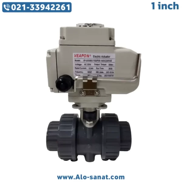 electric-actuator-1inch-upvc-valve شیر توپی UPVC موتوردار برقی 1 اینچ