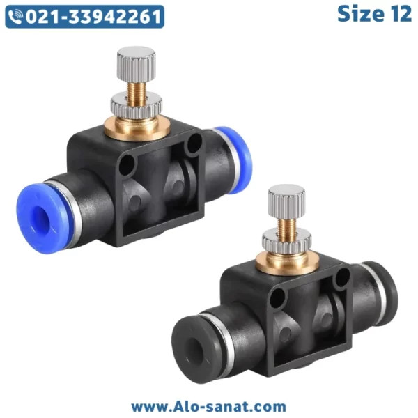 pneumatic-flow-controll-fitting-pa12 فلوکنترل بین راهی سایز 12 پنوماتیک