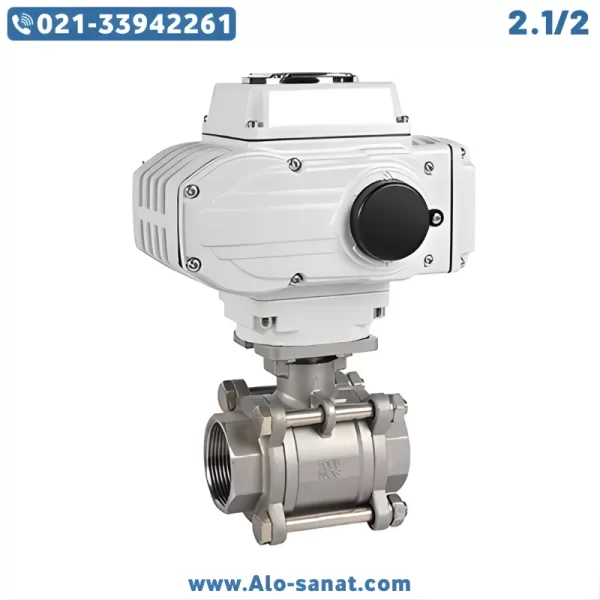 2-1-2-inch-steel-ball-valve-220v-electric شیر توپی استیل دنده ای 2-1/2 با عملگر برقی 220 ولت