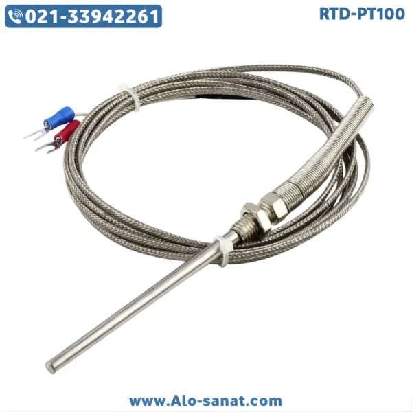 rtd-pt100-connector-2m-sheath-15cm-movable سنسور RTD-PT100 طول رابط ۲ متر غلاف ۱۵ سانتیمتر متحرک