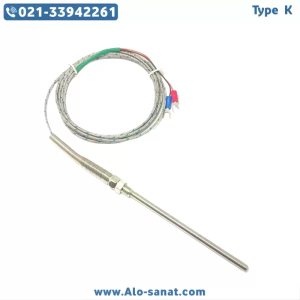 ترموکوپل Type K فلکسیبل MI غلاف ۱۰ سانتیمتر قطر ۱ میلیمتر