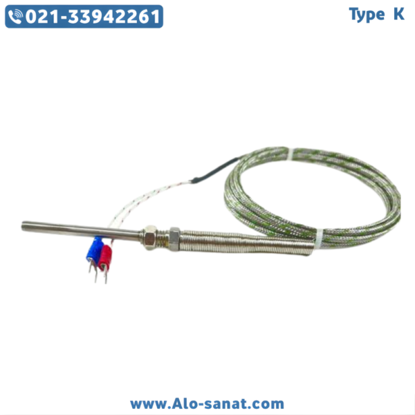 ترموکوپل Type K رزوه M8 غلاف ۱۵ سانتیمتری