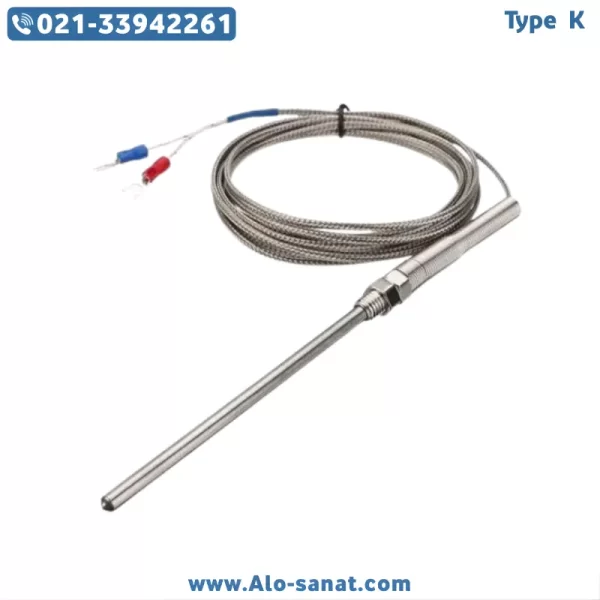 ترموکوپل Type K فلکسیبل قطر ۱ میلیمتر طول ۵ سانتیمتر ترموکوپل Type K فلکسیبل قطر ۱ میلیمتر طول ۵ سانتیمتر
